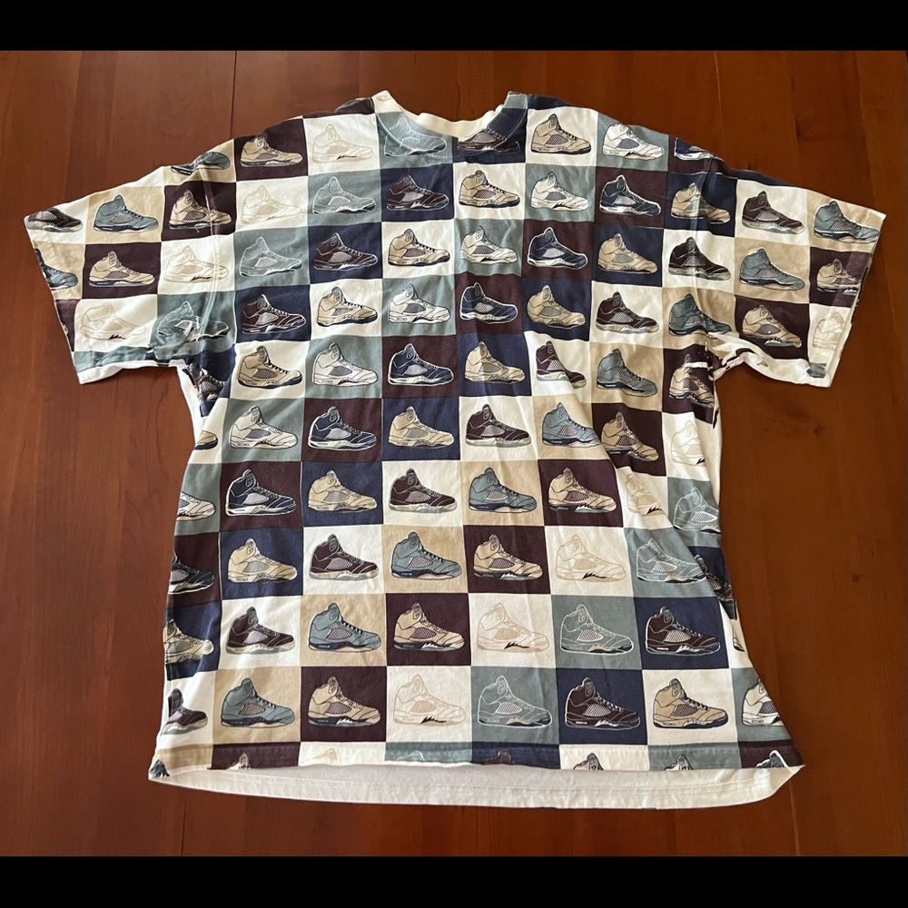VINTAGE Nike Air Jordan V 5 Retro Shirt All Over Print RARE 90s Mens 2XL White
